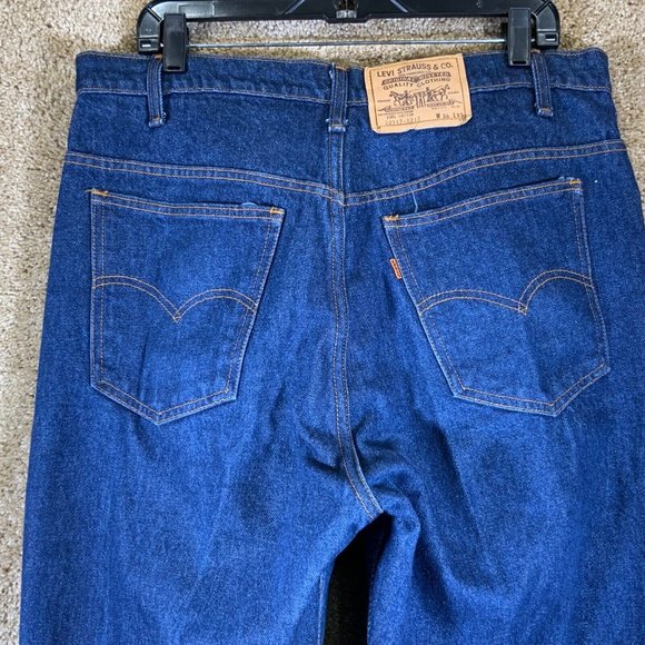Vintage LEVIS Mens Jeans Sz 36x33 Orange Tab 517 Bootcut Dark Blue Denim USA 80s - Picture 7 of 9